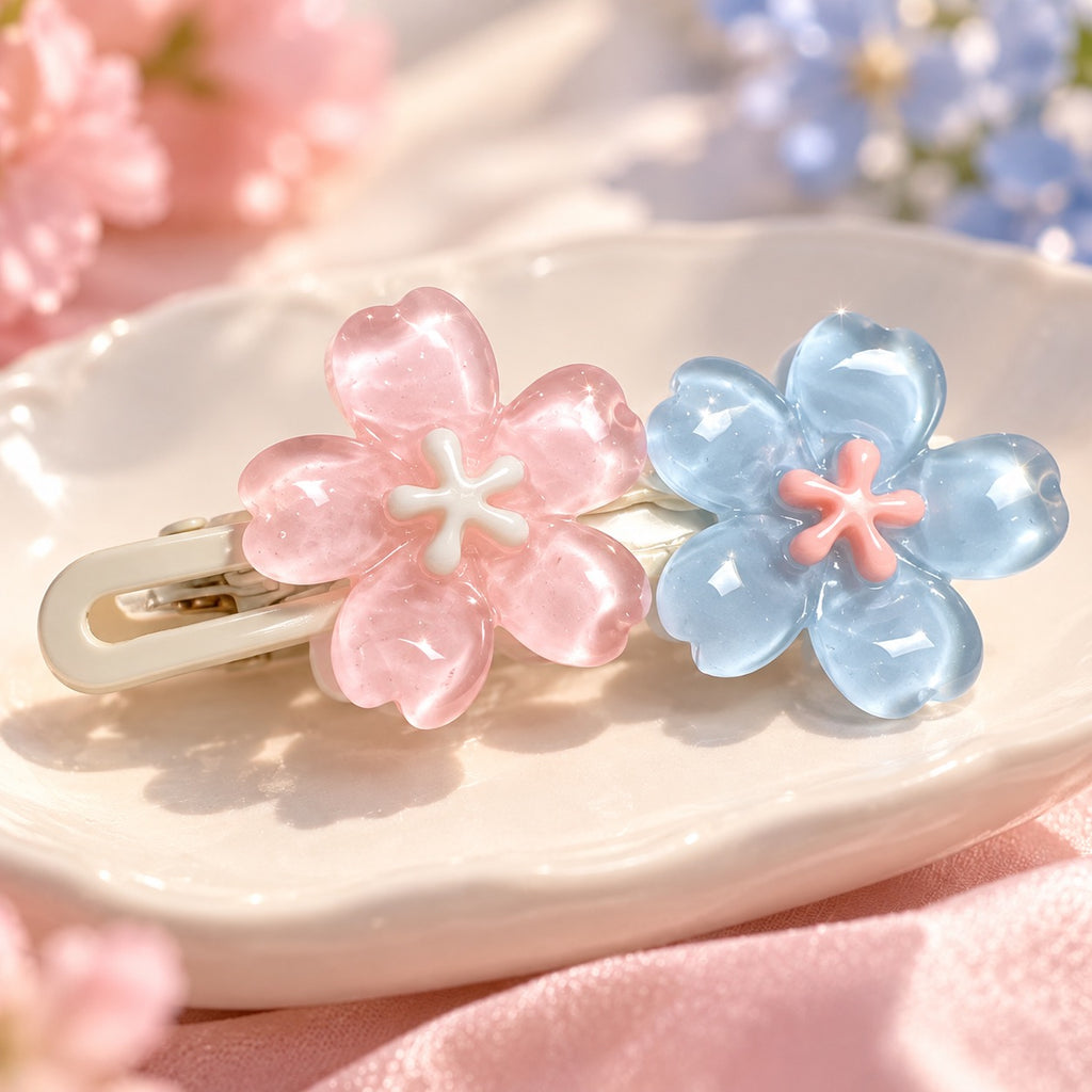 Jelly Cherry Blossom Hair Clips