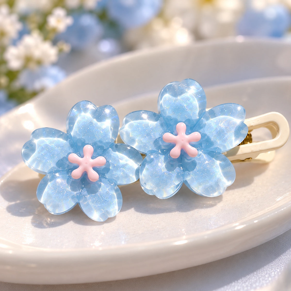Jelly Cherry Blossom Hair Clips