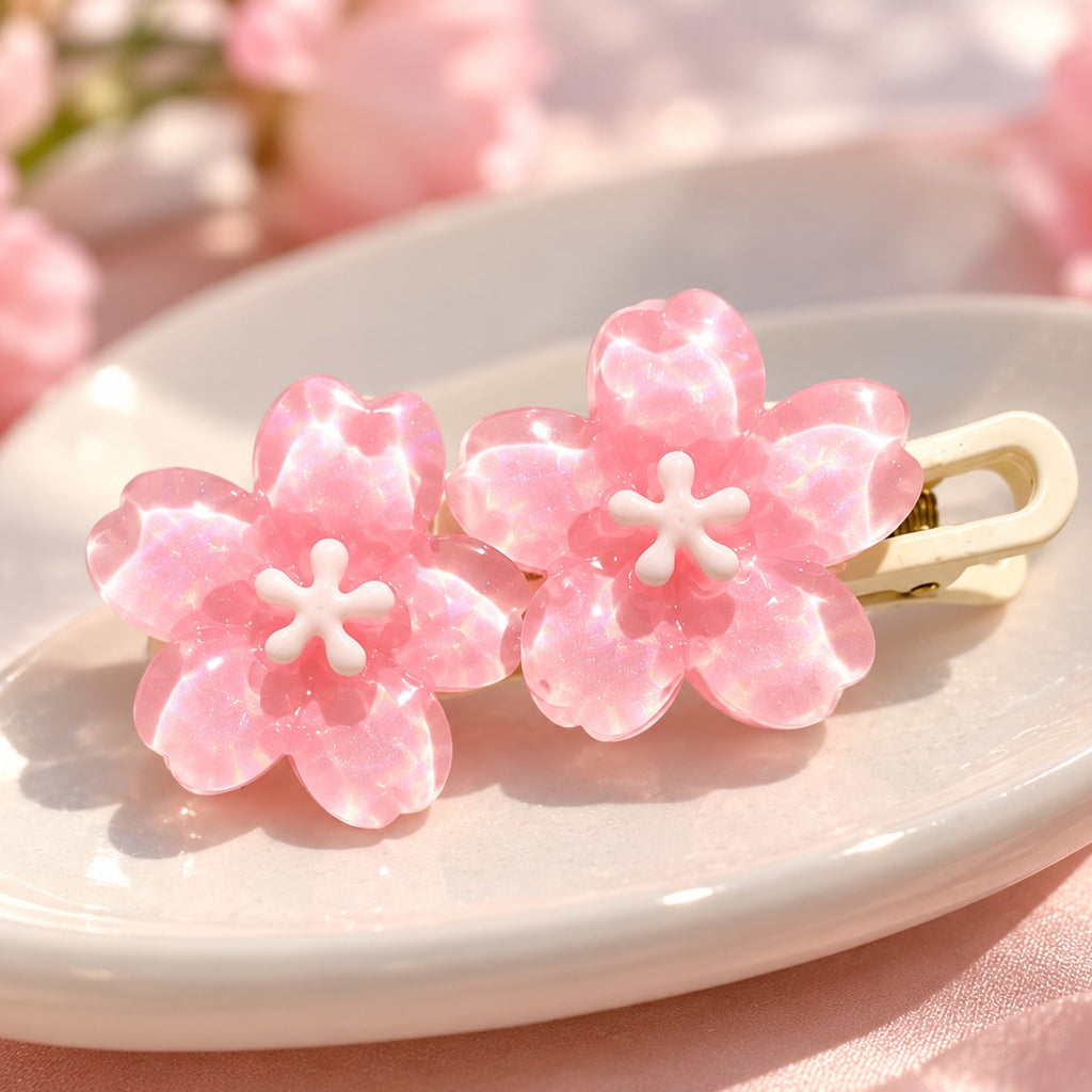 Jelly Cherry Blossom Hair Clips
