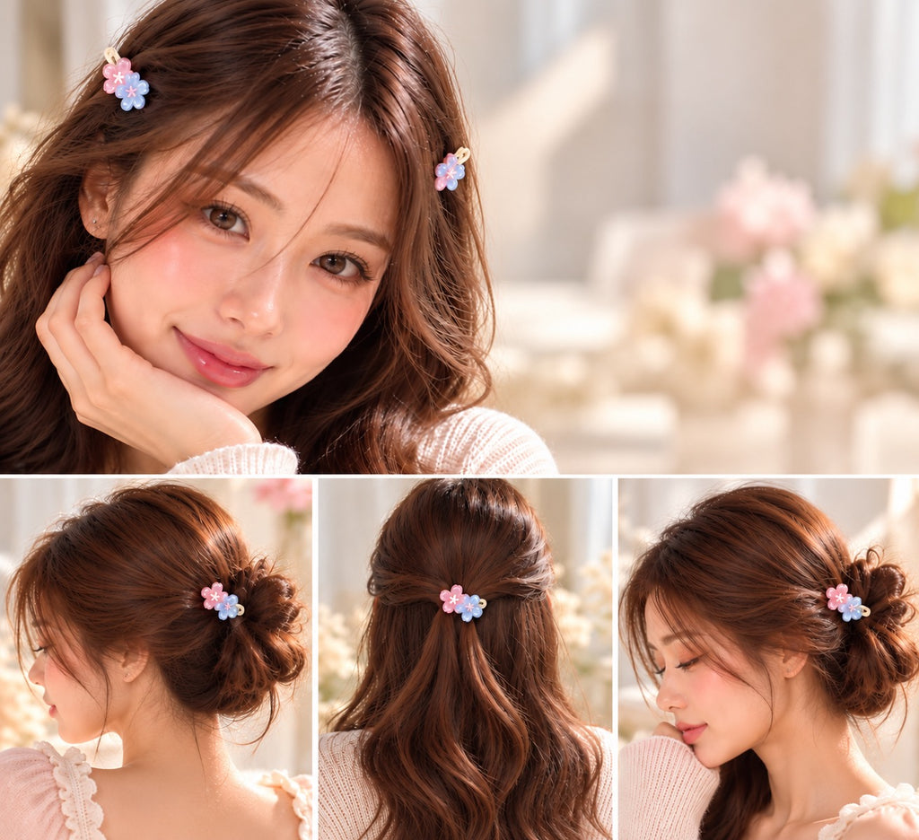 Jelly Cherry Blossom Hair Clips