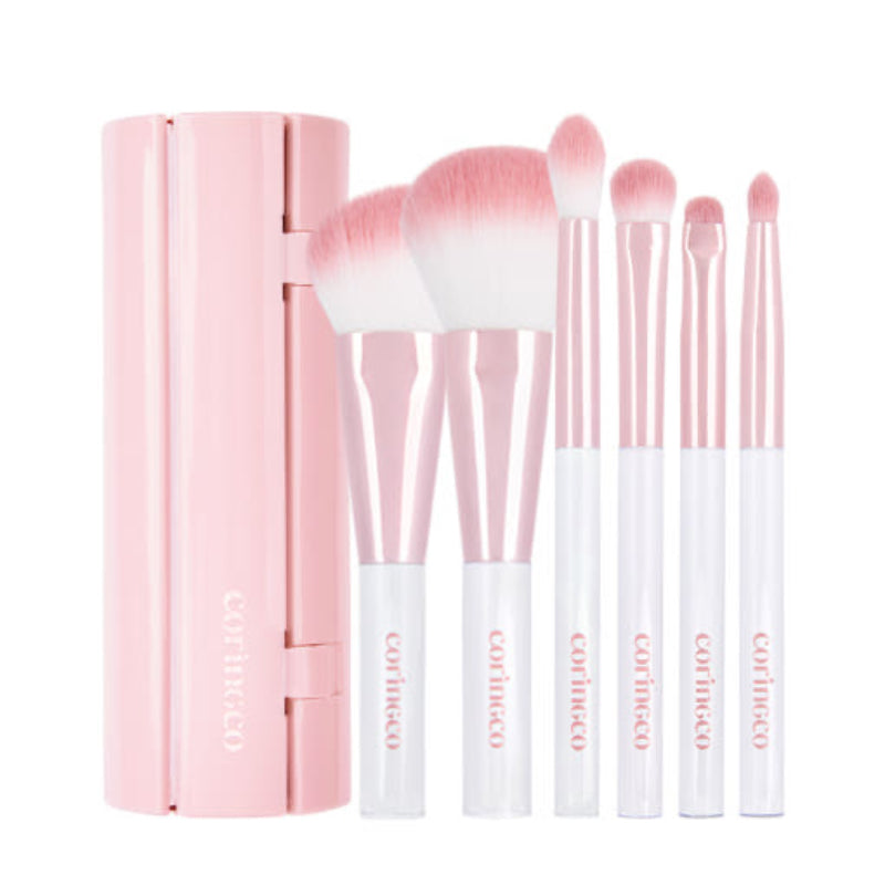 CORINGCO Pink Roll Brush Set 6P – Cute Pink Makeup Brush Set K-Beauty | Maison Josie